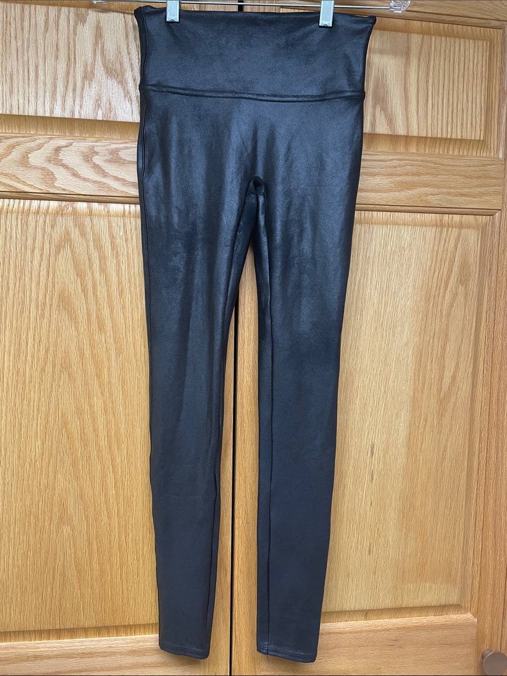 SPANX Black Faux Leather Leggings - Size Small
